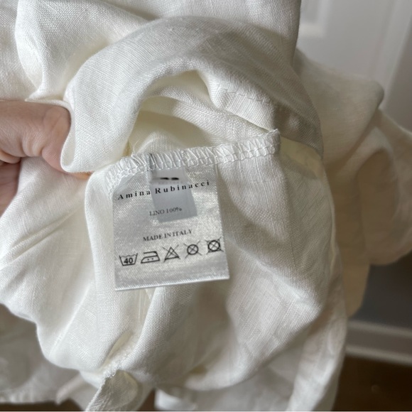 Amina Rubinacci White Linen Midi Dress Giotto - Picture 11 of 12